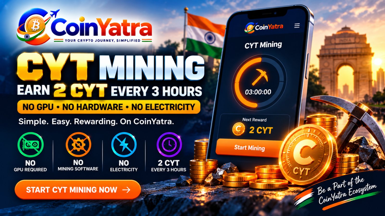 CoinYatra CYT Mining rewards dashboard